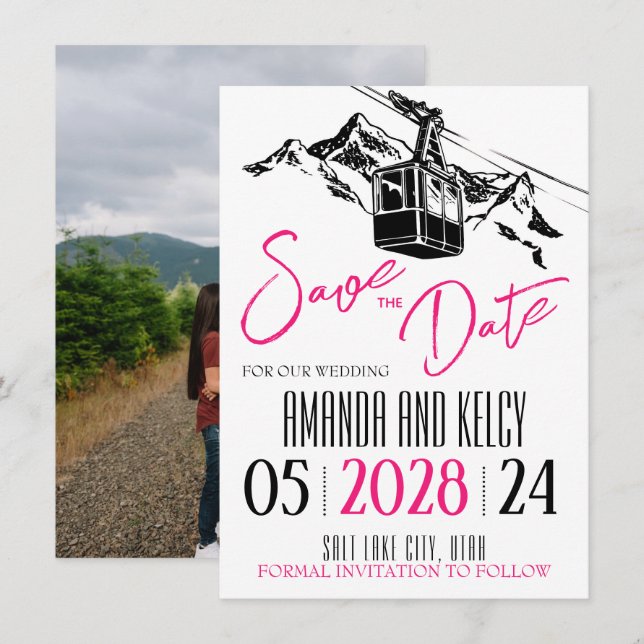 Mountain Love Magenta Save The Date (Front/Back)