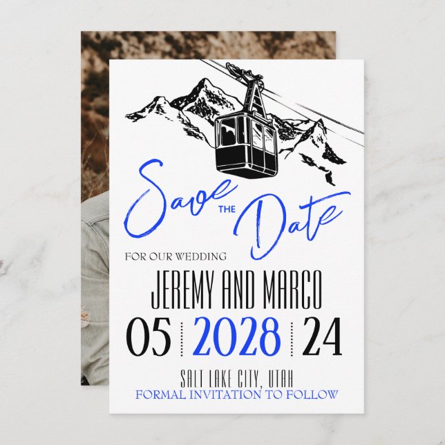 Mountain Love Royal Blue Save The Date (Front/Back)