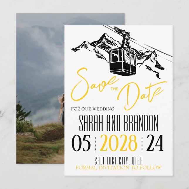 Mountain Love Yellow Save The Date (Front/Back)