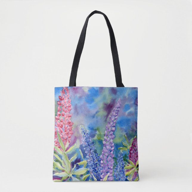 "Mountain Lupines" Shoulder Tote (Front)