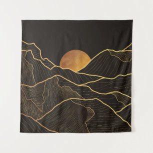 Mountain Luxury: Golden Line Elegance Tapestry