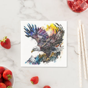 Mountain Majesty Eagle Watercolor Napkin