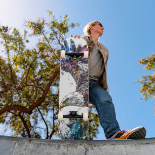 Mountain Majesty Eagle Watercolor Skateboard