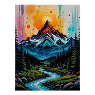 Mountain Majesty: Nature-Inspired Graffit Poster