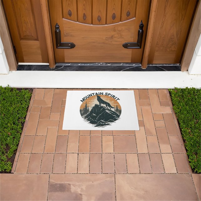 Mountain Majesty Wolf Howling on the Peak Doormat (Outdoor)