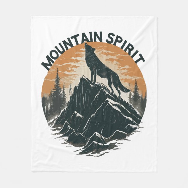 Mountain Majesty Wolf Howling on the Peak Fleece Blanket (Front)