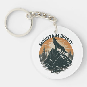 Mountain Majesty Wolf Howling on the Peak Keychain