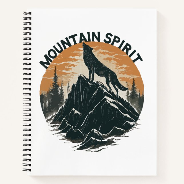 Mountain Majesty Wolf Howling on the Peak Notebook (Front)