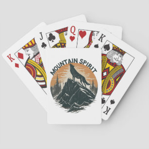 Mountain Majesty Wolf Howling on the Peak Playing Cards