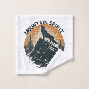 Mountain Majesty Wolf Howling on the Peak Wash Cloth