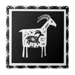 Mountain Mama Goat with Baby Tile
