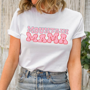 Mountain Mama Groovy Shirt – Pink Graphic Tee