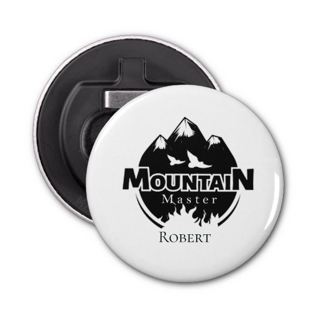 Mountain master, personalized hiker/biker  bottle opener (Front)