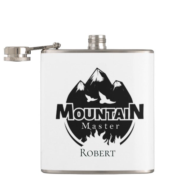 Mountain master, personalized hiker/biker  hip flask (Opened)