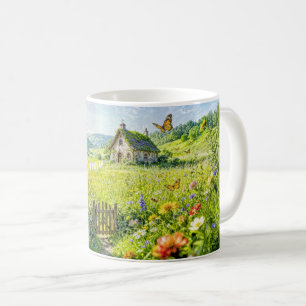 Mountain Meadow Cottage with Flowers, Gate and But Coffee Mug