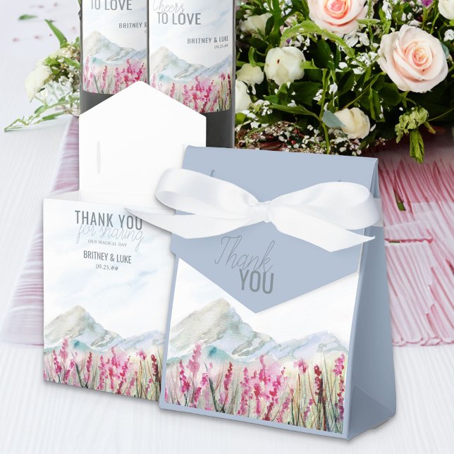 Mountain Meadow Wedding Watercolor Landscape Favor Box (Wedding thank you favor boxes from Mountain Meadow collection)