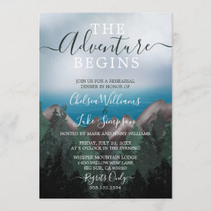 Mountain Meets Ocean Wedding Rehearsal Dinner Invitation