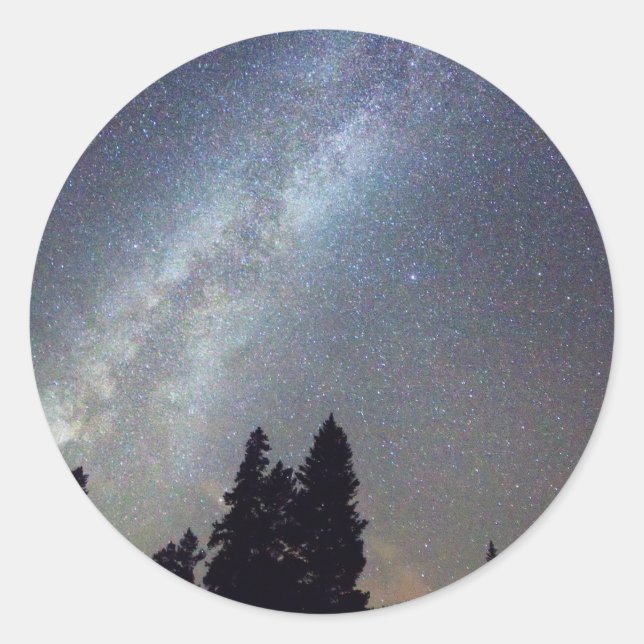 Mountain Milky Way Stary Night View Classic Round Sticker (Front)