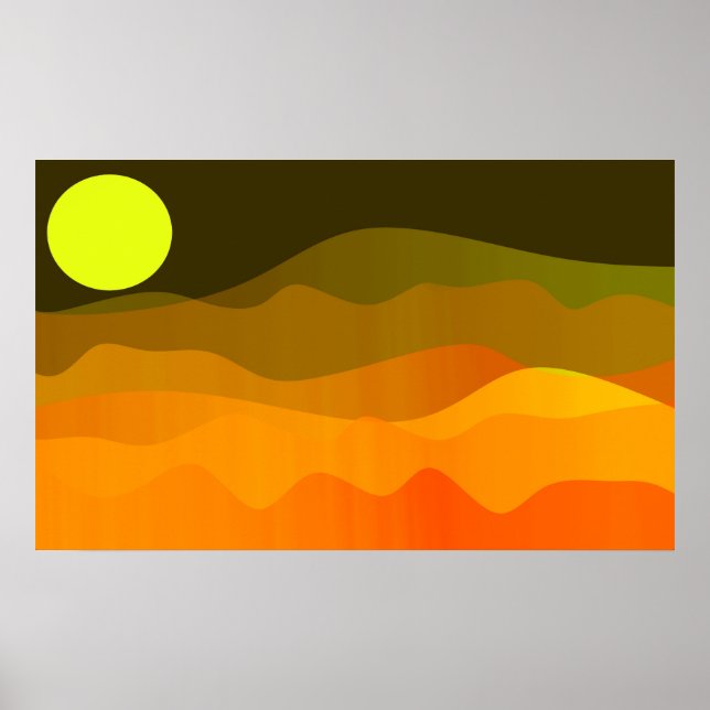  Mountain Moon Landscape Minimalist Retro Style Poster (Front)