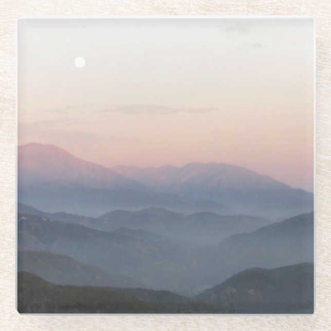 Mountain Moonrise Glass Coaster (Front)
