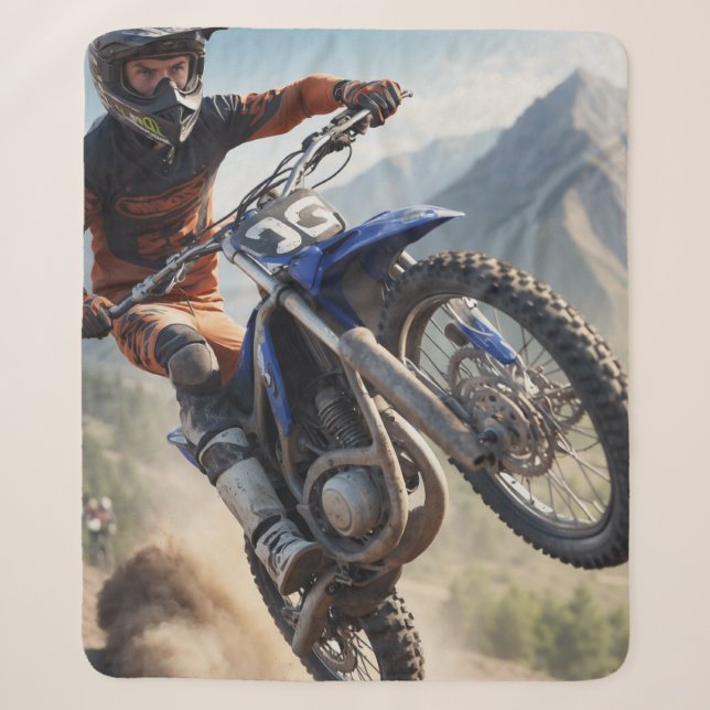 Mountain Motocross Racing Sherpa Blanket (Front)