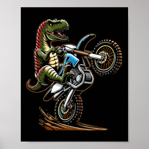 Mountain Motor Biking Dinosaur Motorcycle Sports L Poster