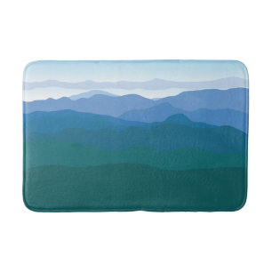 Mountain Mountains View Green Blue Illustrated Bath Mat