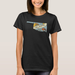 Mountain Nature Bison Buffalo Inside Oklahoma Map T-Shirt