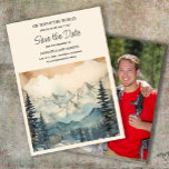 Mountain Nature Wedding Photo Save Date  Save The Date<br><div class="desc">Mountains,  nature,  and adventure wedding Save the Date card. Personalized with your photo on the back. Purchase printed copies or order digital to share with friends and family through email or on your social media.</div>