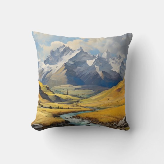 Mountain Of A Beautiful Alpine Autumn Throw Pillow (Front)