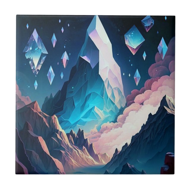 Mountain Of Crystal Fantasy Landscape Ceramic Tile (Front)
