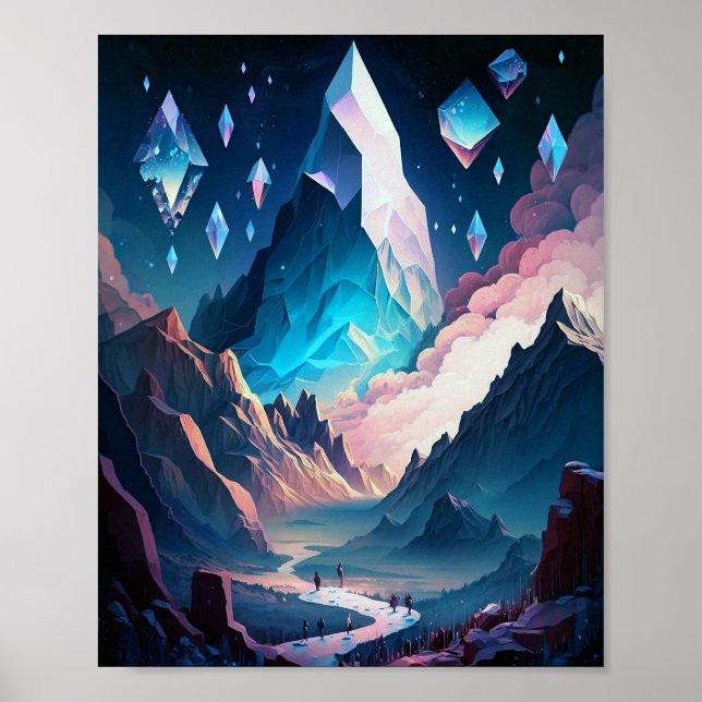 Mountain Of Crystal Fantasy Landscape Poster (Front)