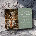 Mountain Outdoor Sage Green Wedding Save The Date Magnet<br><div class="desc">Sage Green Mountain Pine Tree Minimalist Outdoor Wedding Save the Date Magnet. Celebrate your special day with this elegant and beautiful wedding invitation design to beautify your special occasion. All the texts are pre-arranged for you to personalize easily and quickly with your own details.</div>