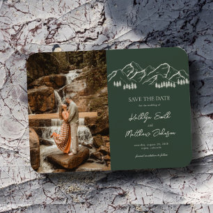 Mountain Outdoor Sage Green Wedding Save The Date Magnet