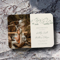 Mountain Outdoor Sage Green Wedding Save The Date