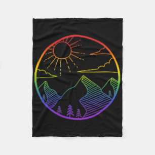 Mountain Outdoors Subtle Pride Logo Hiking Sunset Fleece Blanket