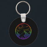 Mountain Outdoors Subtle Pride Logo Hiking Sunset  Keychain<br><div class="desc">Mountain Outdoors Subtle Pride Logo Hiking Sunset Lgbt Gay</div>