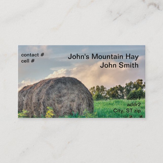 Mountain pasture hay bale business card (Front)