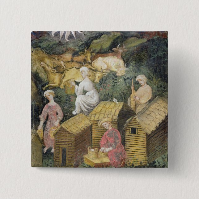 Mountain pastures 2 inch square button (Front)