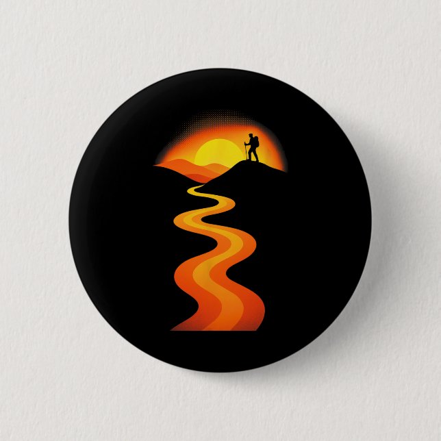 Mountain Path Sunset - Rock Climbing Adventure The 2 Inch Round Button (Front)