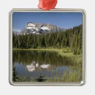 Mountain Peak Reflected In A Lake Metal Ornament