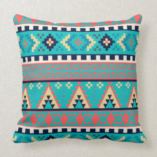 Mountain Peaks Geometric Tribal Pattern Throw Pillow