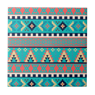 Mountain Peaks Geometric Tribal Pattern Tile