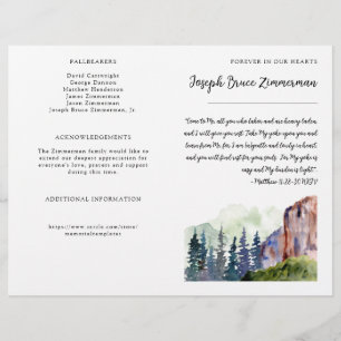 Mountain Photo Funeral Memorial Bifold Programme