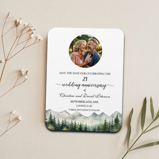 Mountain Pine 21 Wedding Anniversary Save the Date Magnet (Creator Uploaded)