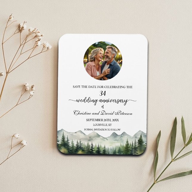 Mountain Pine 34 Wedding Anniversary Save the Date Magnet (Creator Uploaded)