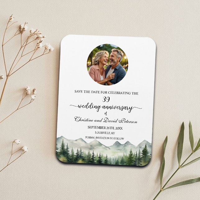 Mountain Pine 39 Wedding Anniversary Save the Date Magnet (Creator Uploaded)