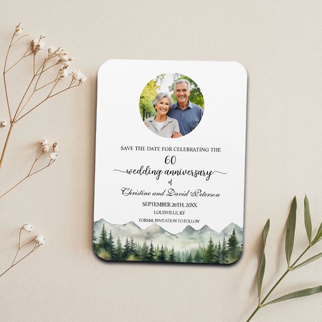 Mountain Pine 60 Wedding Anniversary Save the Date Magnet (Creator Uploaded)