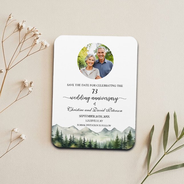 Mountain Pine 73 Wedding Anniversary Save the Date Magnet (Creator Uploaded)