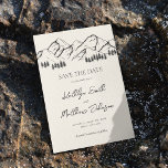 Mountain Pine Tree Minimalist Outdoor Wedding Save The Date<br><div class="desc">Mountain Pine Tree Minimalist Outdoor Wedding Save the Date Card. Celebrate your special day with this elegant and beautiful wedding invitation design to beautify your special occasion. All the texts are pre-arranged for you to personalize easily and quickly with your own details.</div>